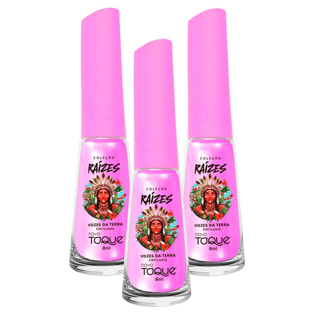 Kit 3 Esmalte Novo Toque Raízes Cintilante Cor Vozes Da Terra 8ml
