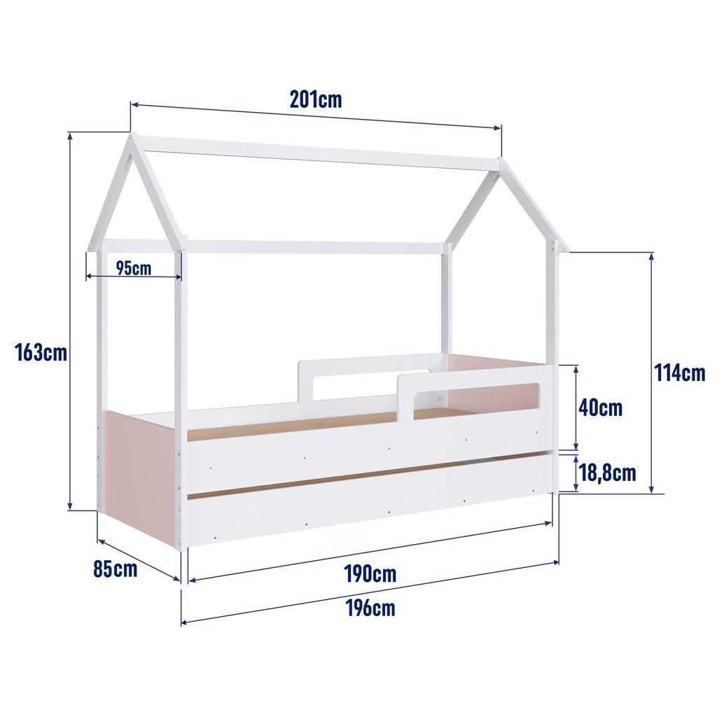 Cama Infantil Montessoriana Com Cama Auxiliar Branco/rosa