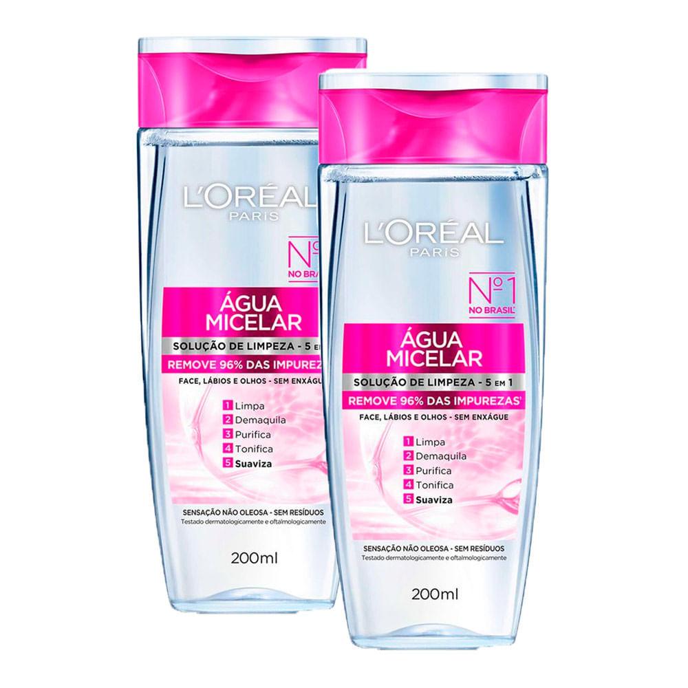 Kit 2 Água Micelar L Oréal Solução De Limpeza 5 Em 1 200ml