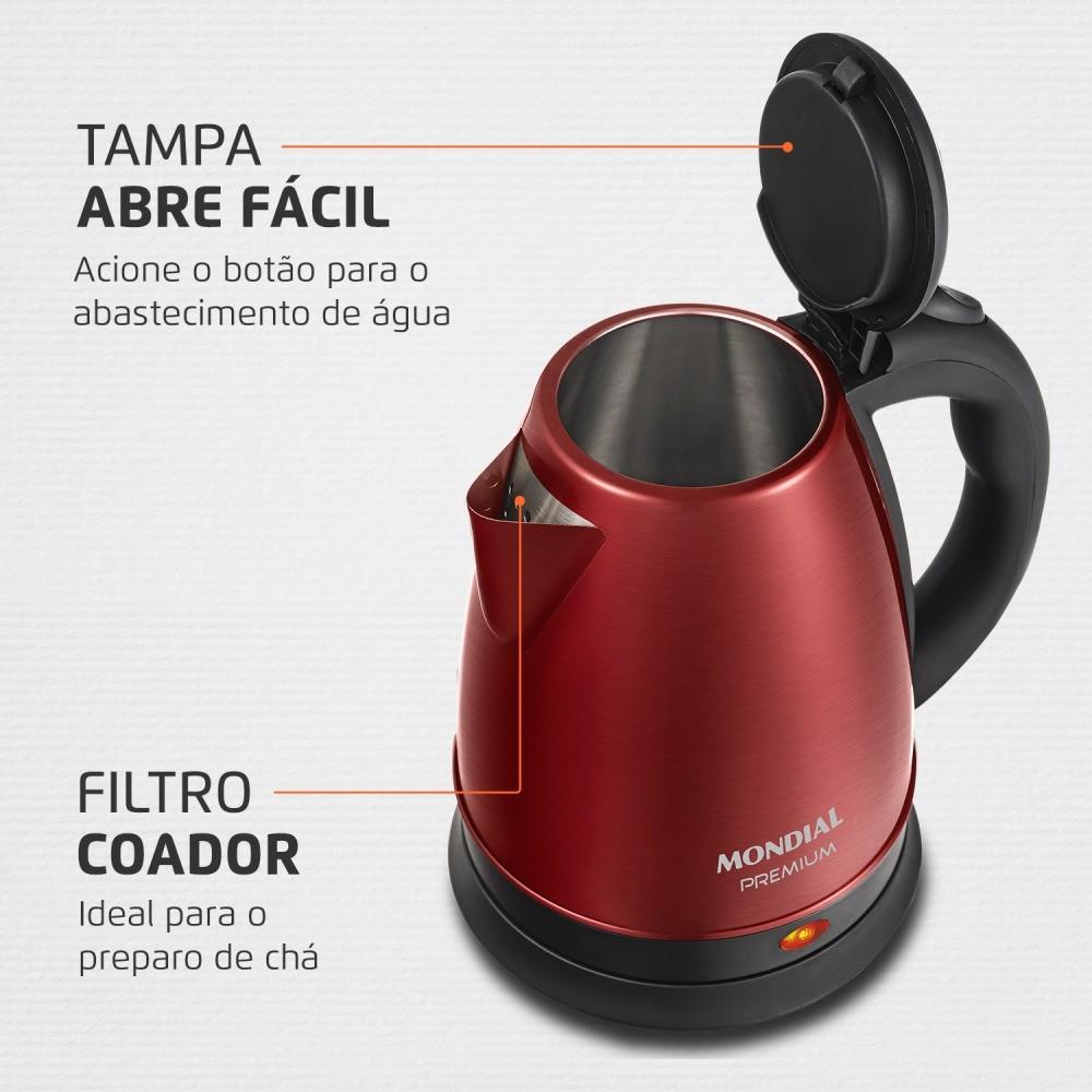 Chaleira Elétrica 2 Litros 1.200 Watts Vermelha Premium - Ce-06-r - Mondial
