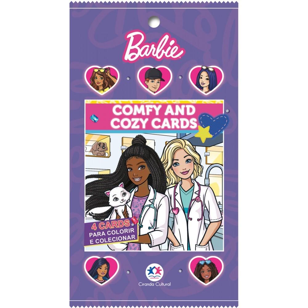 Livro Barbie - Comfy And Cozy 4 Cards Para Colorir E Colecionar