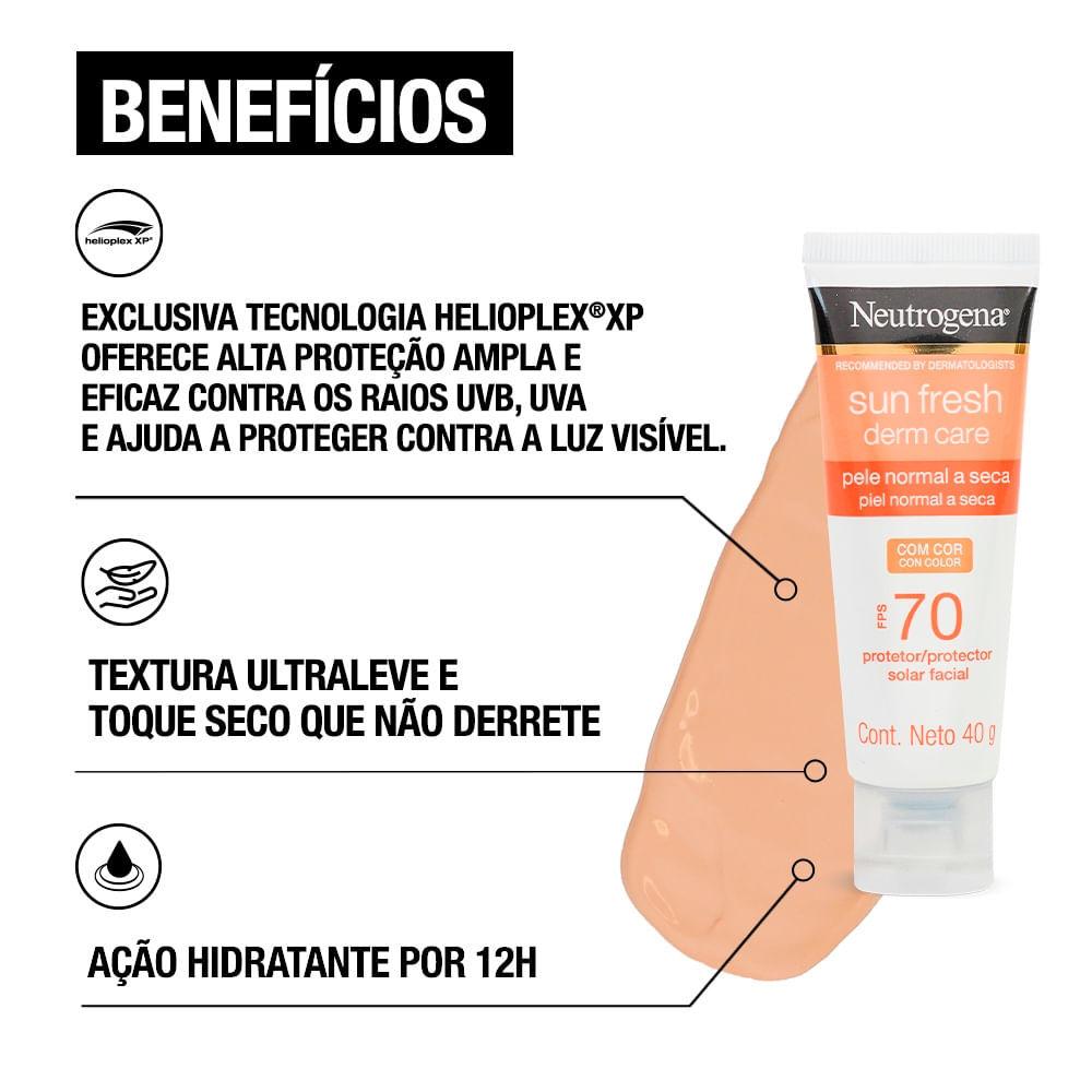 Protetor Solar Facial Neutrogena Sun Fresh Derm Care FPS 70 Com Cor 40g