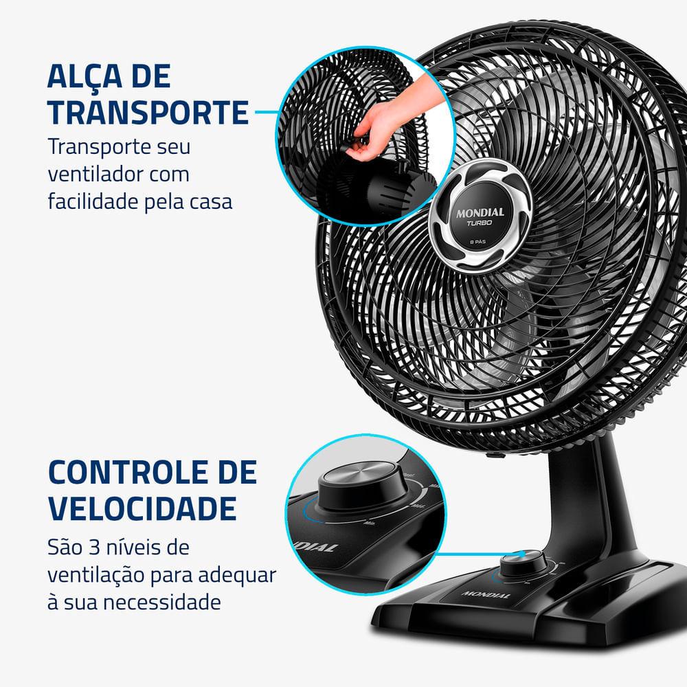 Ventilador De Mesa 40cm Mondial Turbo 8 Pás Nvt408pb 127V