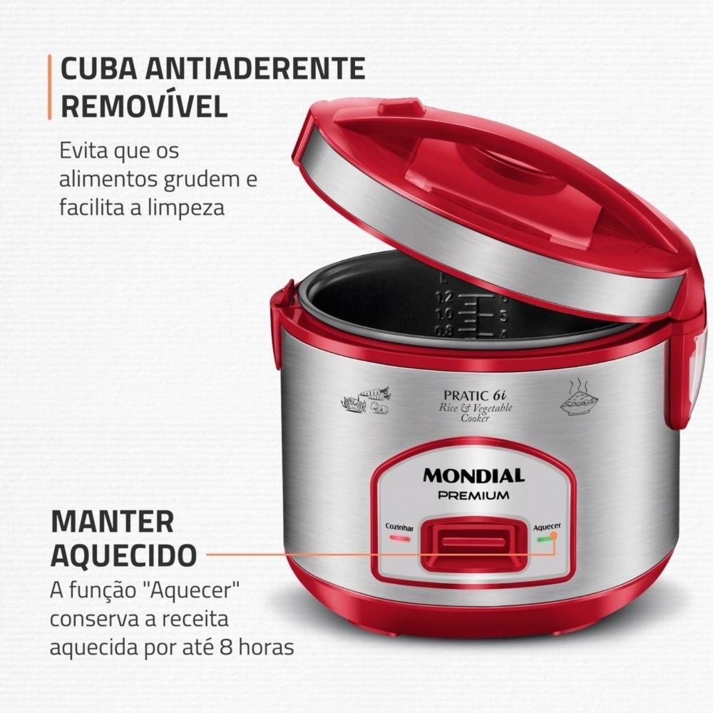 Panela Elétrica De Arroz 6 Xícaras Pratic Rice 6i Red - Pe-45-6x - Mondial