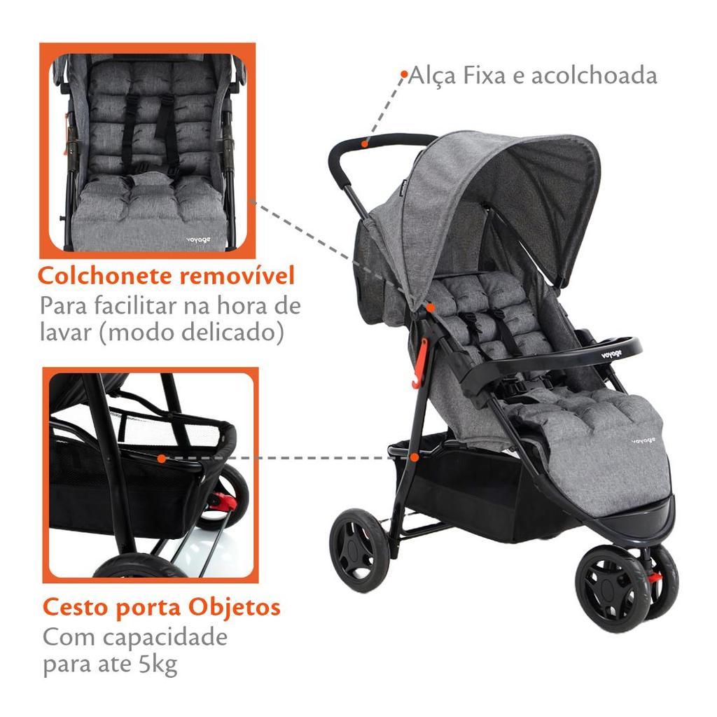 Carrinho Com Bebê Conforto Travel System Delta Duo PRO Cinza Voyage