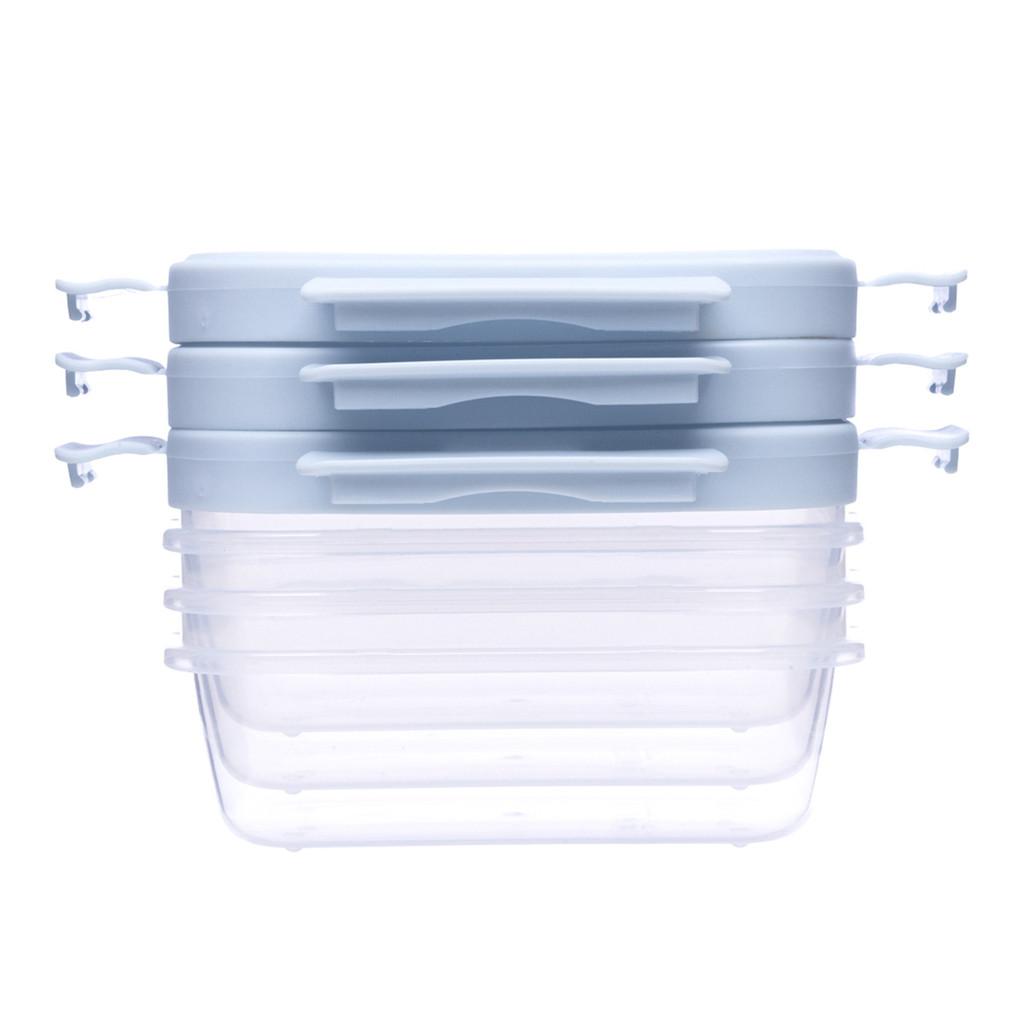 Kit 3 Potes Herméticos Buba Com Trava Antivazamento Azul