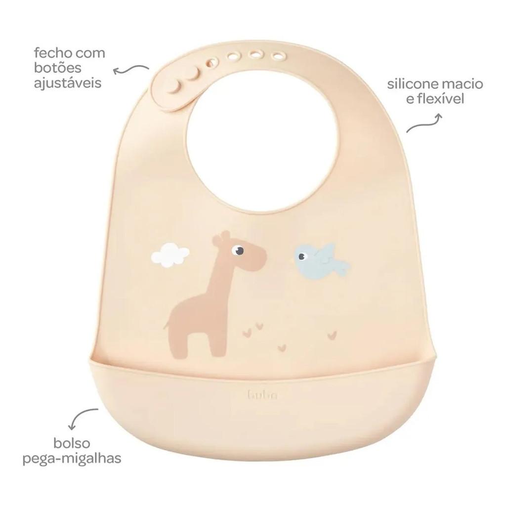 Babador De Silicone Buba Com Pega Migalhas Cloudy Girafa