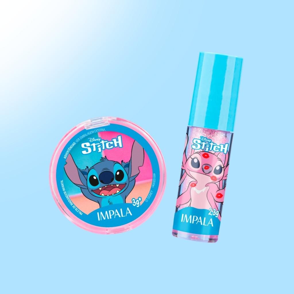 Kit Paleta Maquiagem Stitch E Brilho Labial Angel Impala