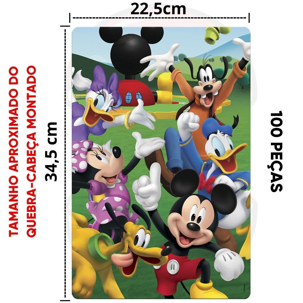 Quebra Cabeça Mickey 100 Peças Disney Toyster Puzzle Desenho Minnie Pateta Pato Amigos Casa Jr Mouse