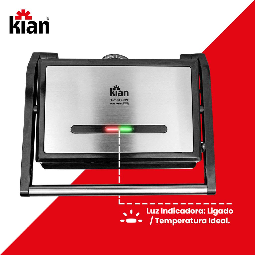 Sanduicheira Grill Panini 1200w Inox Preto Kian - 127V