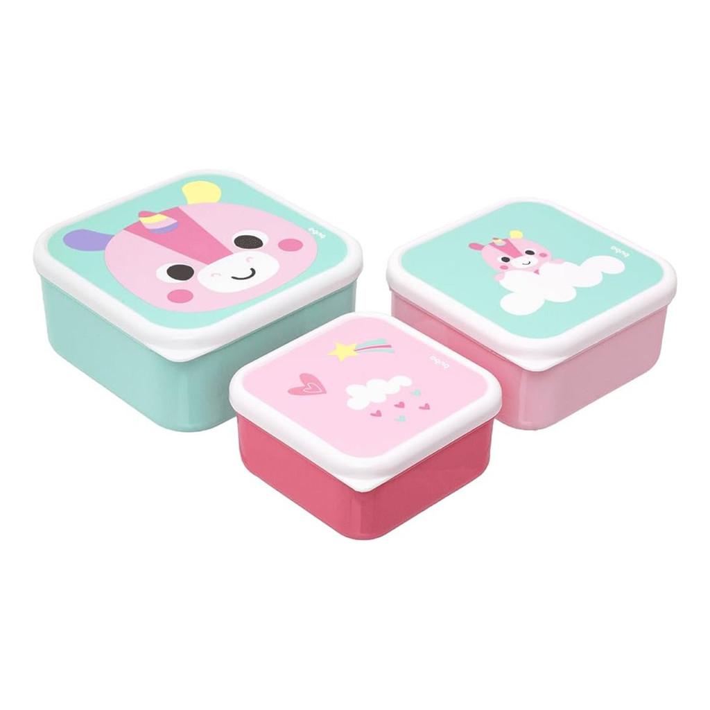 Kit 3 Potes Lancheira Infantil Buba Bubazoo Unicórnio