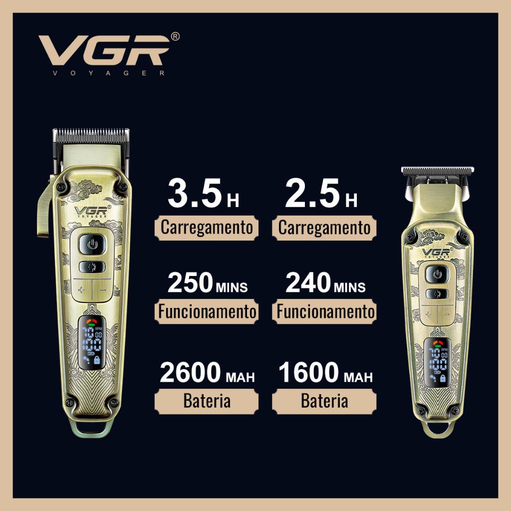 Maquina De Cabelo Display LED 5500-7000 Rpm USB Vgr Oi Vida Oiv-643