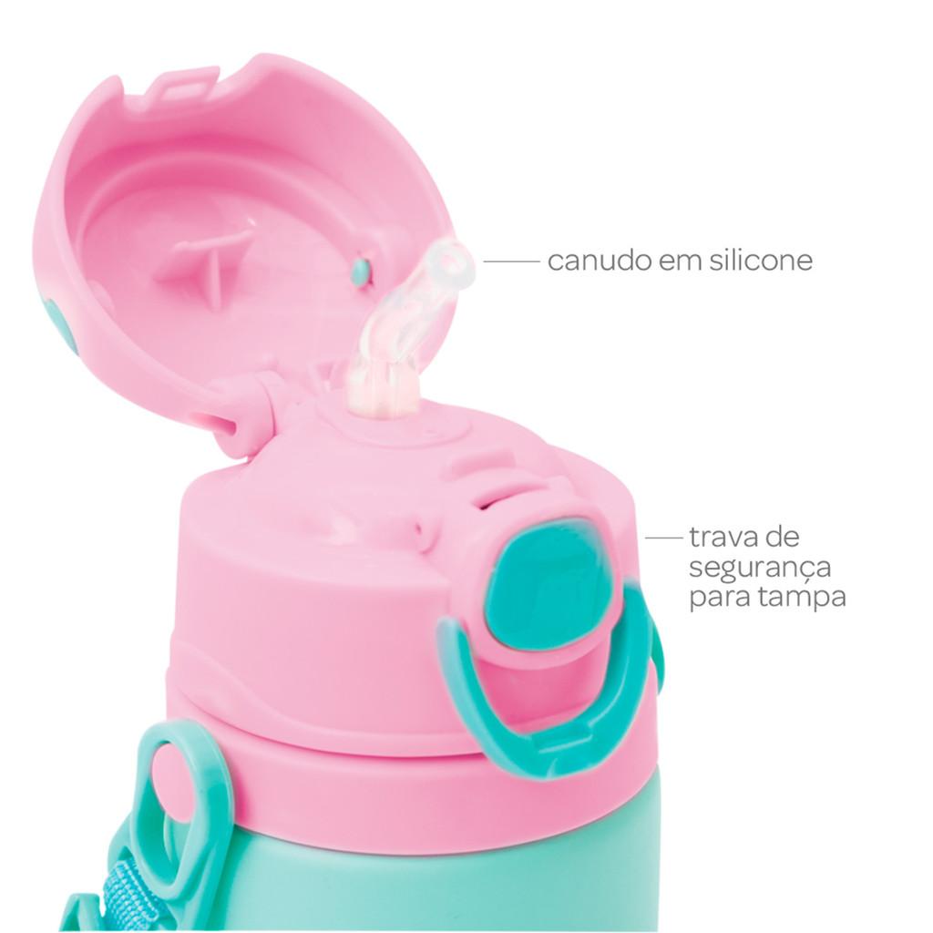 Garrafinha Alumínio Com Canudo Buba Animal Fun Girafa 400ml