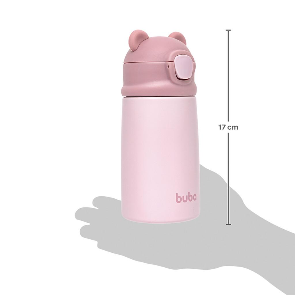 Copo Térmico Buba Parede Dupla Com Canudo Ursinho Rosa 320ml