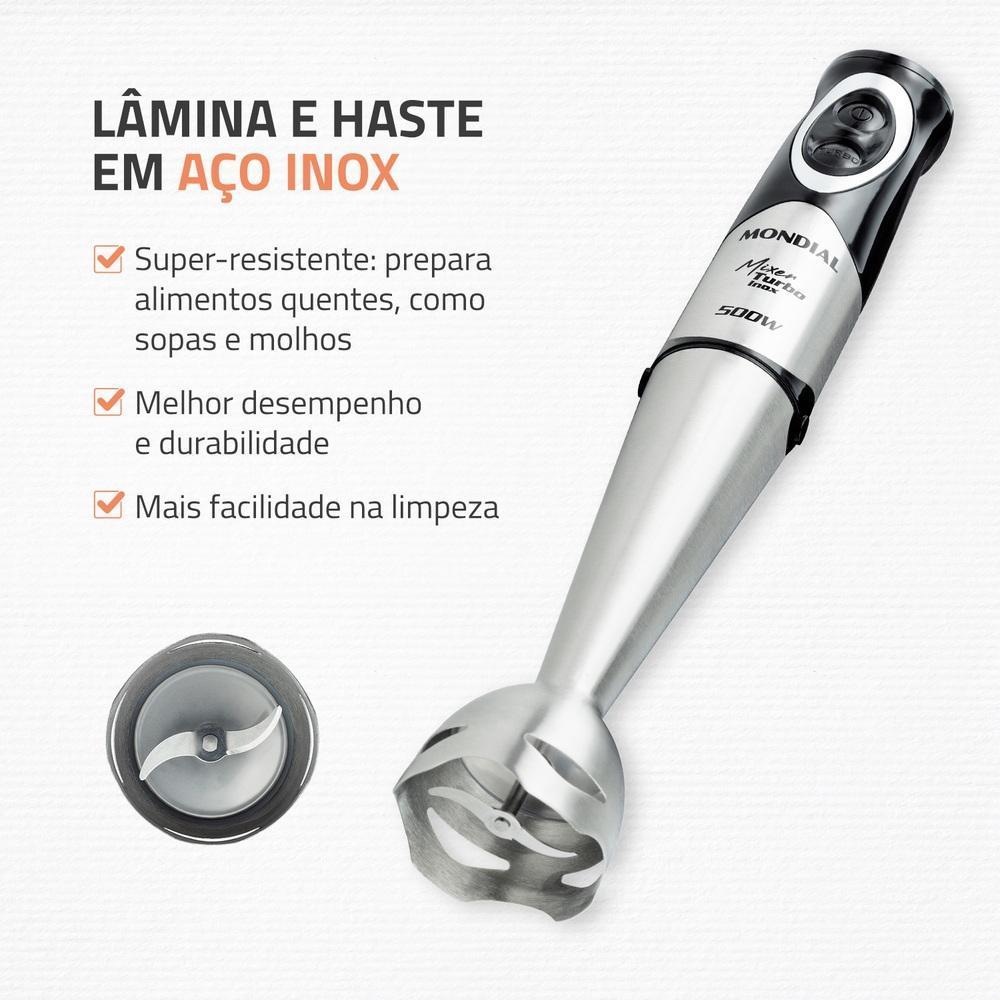 Mixer Turbo Inox Mondial Preto E Inox 500W M-16-bi