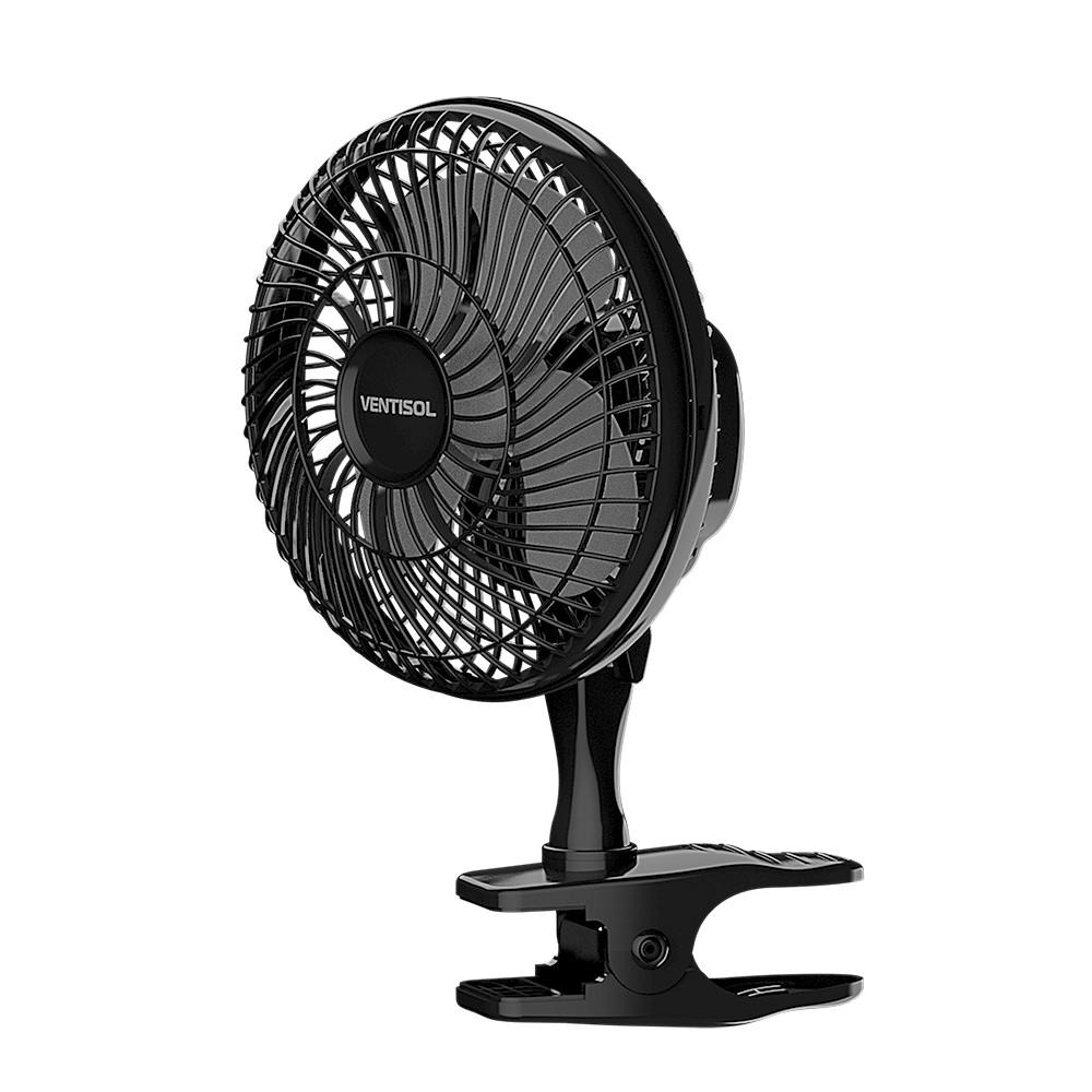 Mini Ventilador 20cm Preto 110V Ventisol Base Ou Grampo