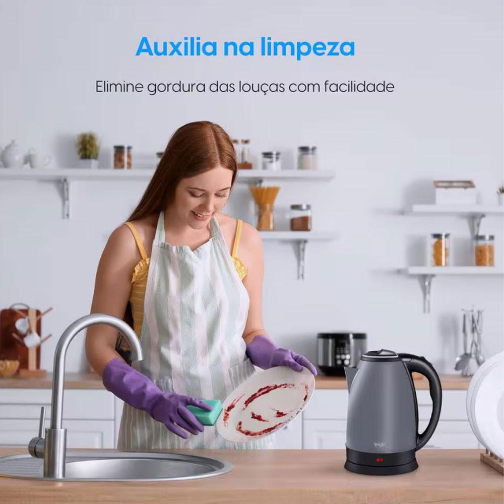 Chaleira Elétrica Lunar Inox 2L 1200w Com Jarra Sem Fio E Desligamento Automático Elgin