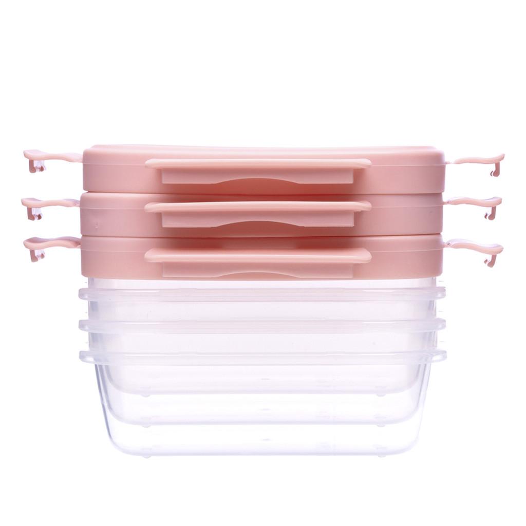 Kit 3 Potes Herméticos Buba Com Trava Antivazamento Rosa