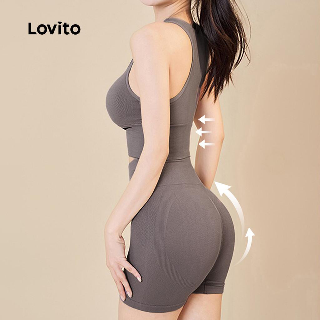 Lovito Casual Conjunto Esportivo Colorblock Push Up Yoga Cintura Alta