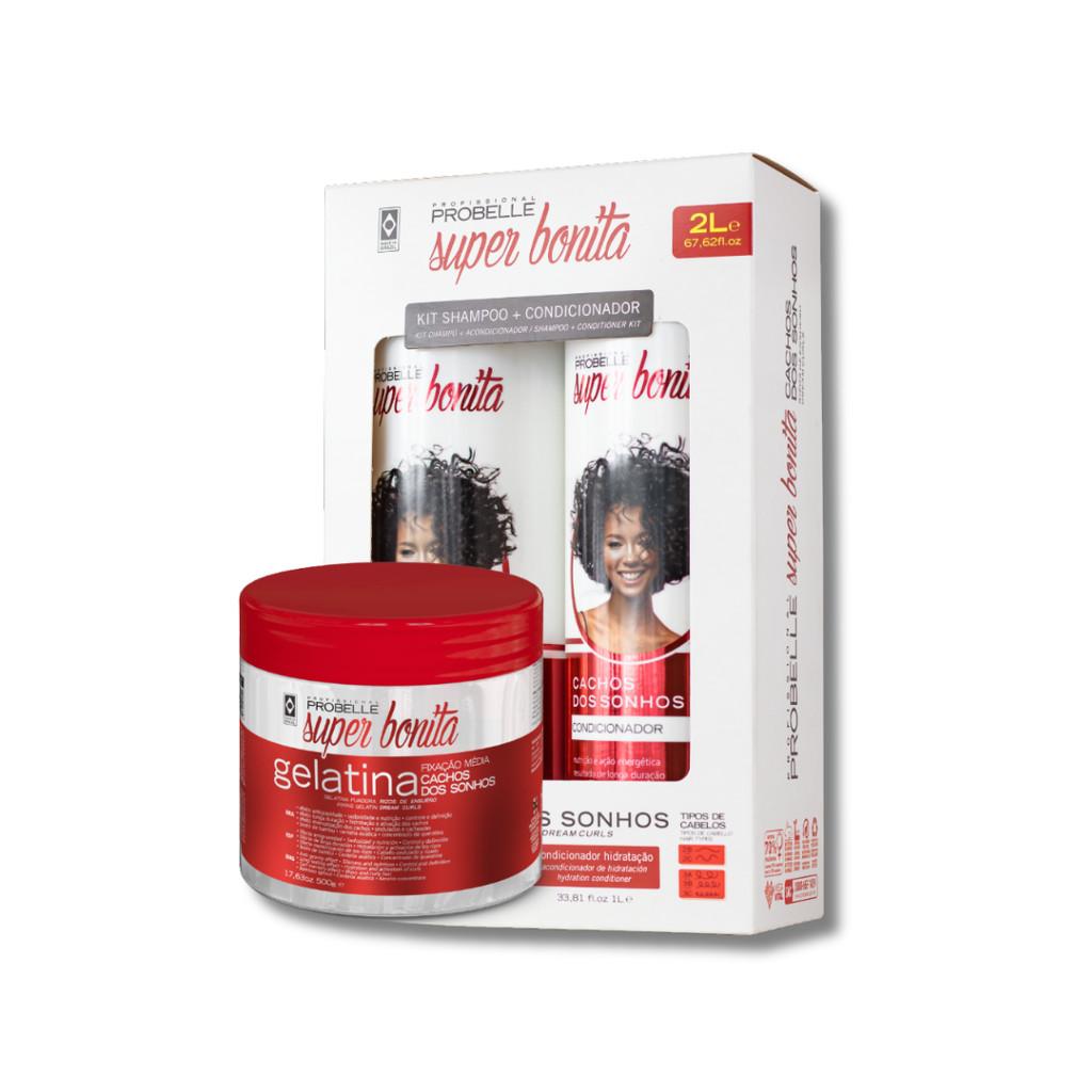 Pack Shampoo 1L + Condicionador 1L + Gelatina 500g. Probelle