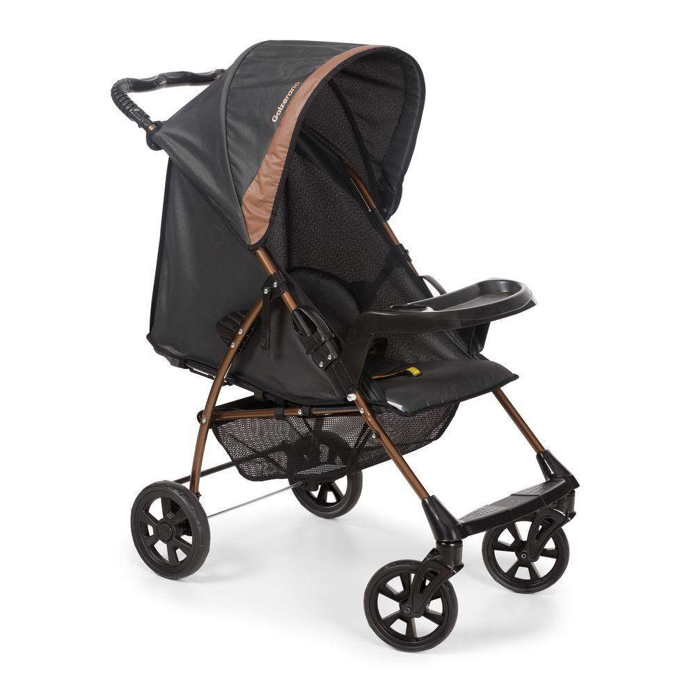Travel System Galzerano Carrinho De Bebê Romano 1039 Com Bebê Conforto Cocoon Slim Preto E Cobre