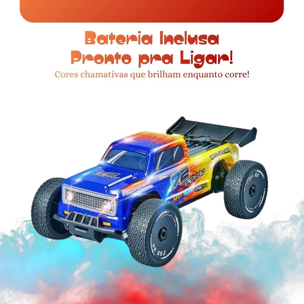 Carrinho De Controle Remoto Caminhonete Off Road Veloz Com Luz Recarregável Solta Fumaça Kizumba