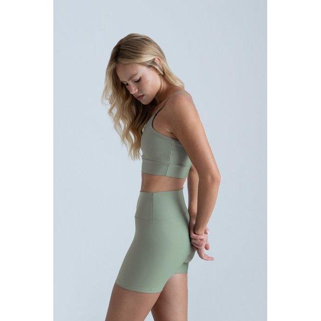 Conjunto Fitness Short Powerslim + Top Alça Digital Matcha Alta Cmpressão Zero Transparência Tecnologia Dry