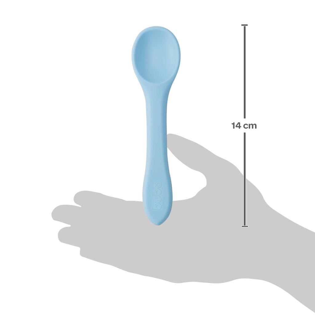 Colher Flexível Azul Em Silicone +6 Meses Buba