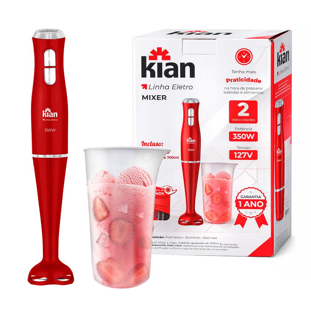 Mixer 2 Em 1 350W 2 Velocidades Com Copo 700ml Vermelho - 127V Kian