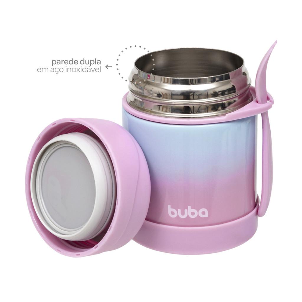 Pote Térmico Buba Inox Com Talher Degradê Rosa 320ml