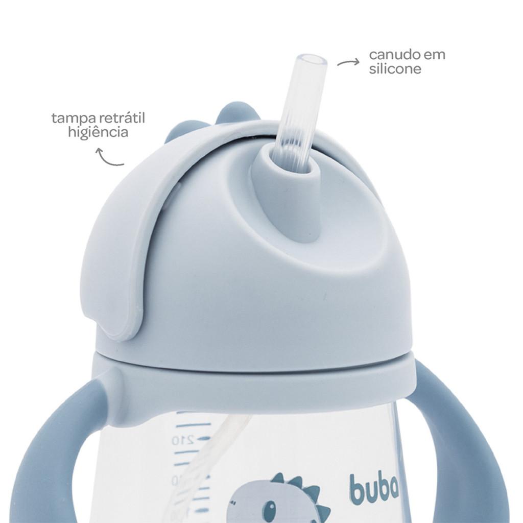 Copo Treinamento Com Alça E Canudo Buba Dino Azul 240ml