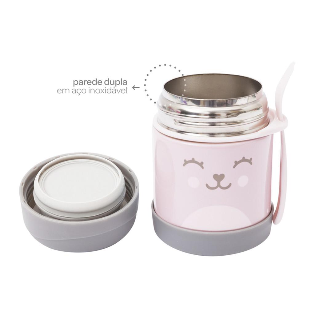 Pote Térmico Com Talher Buba Gumy Rosa 320ml