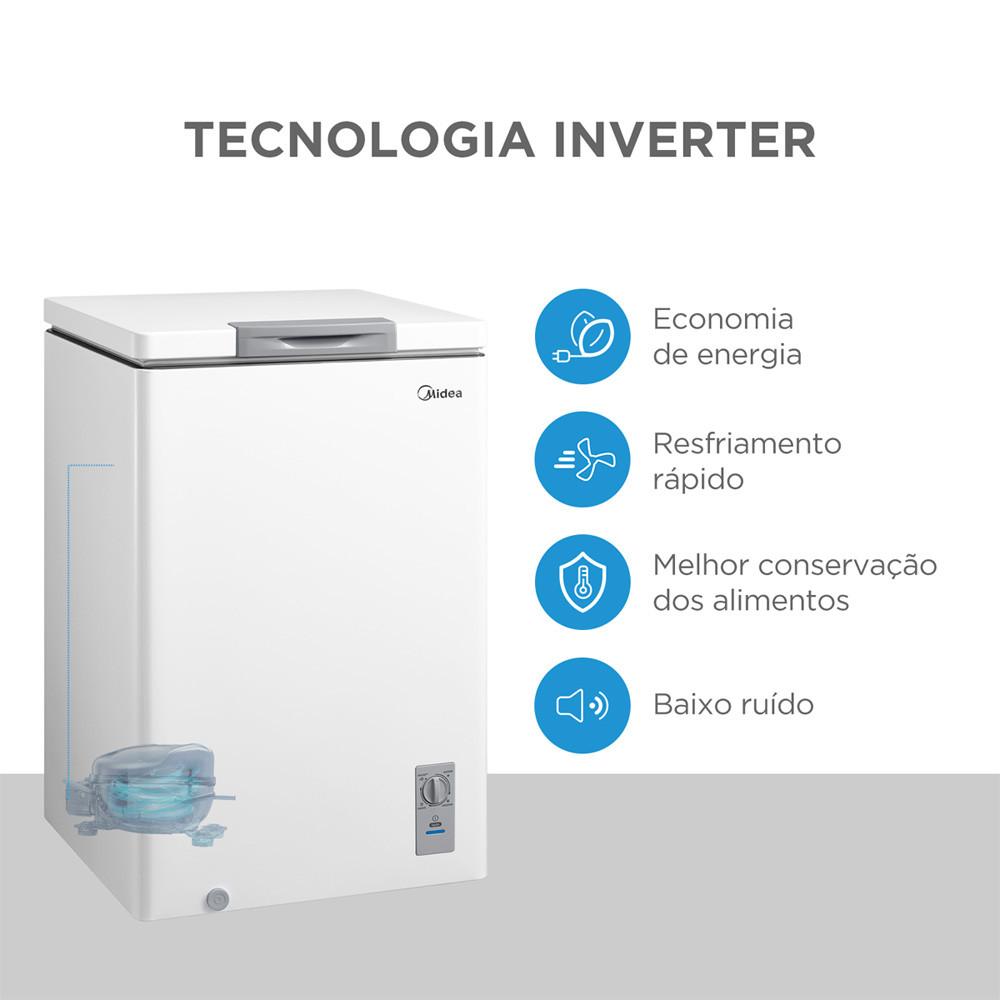 Freezer Horizontal Midea 100L Inverter 3 Em 1 Mdrc151 Branco Bivolt