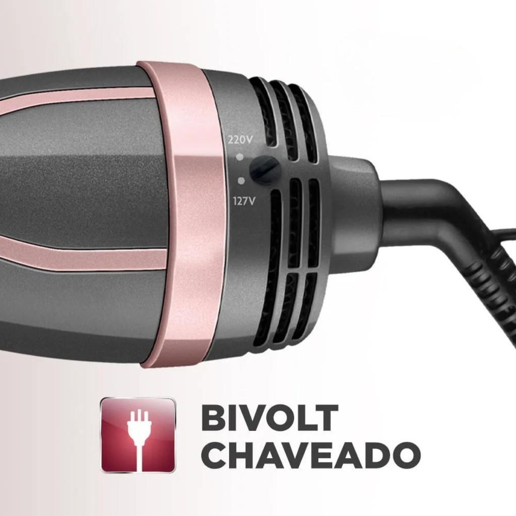 Escova Secadora E Alisadora Mondial Grafite Com Rose Es-11-bi 1200w