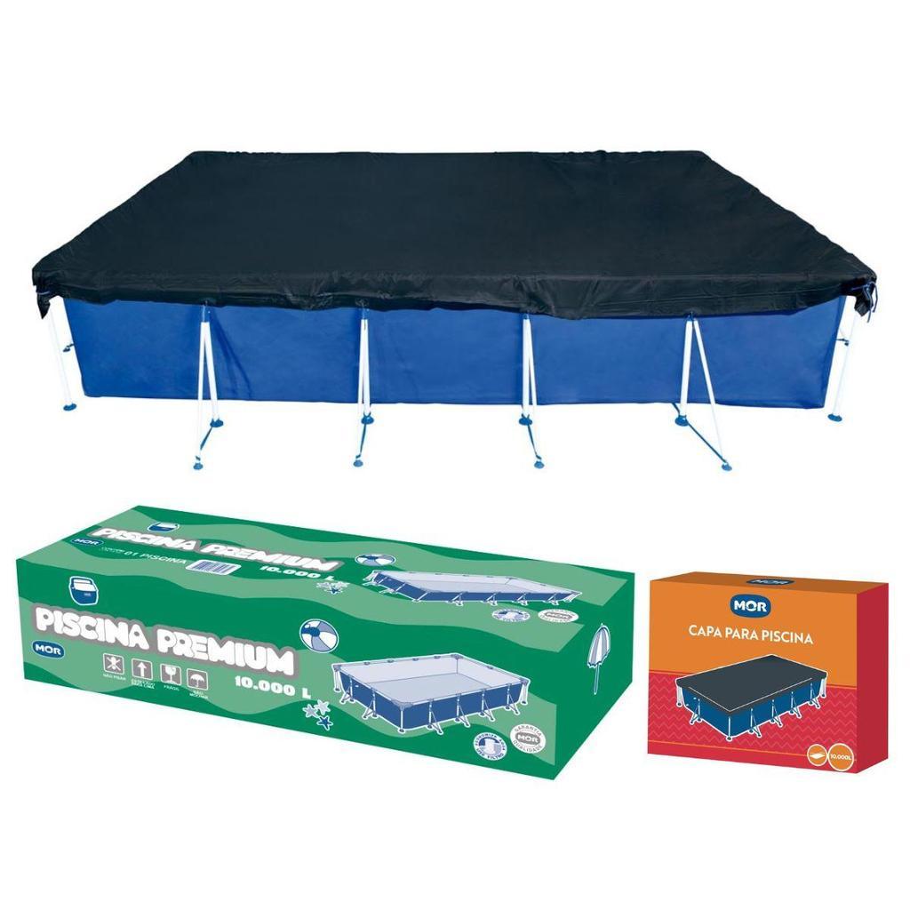 Piscina Retangular 10000 Litros Estruturada Premium Com Capa Mor