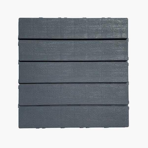 Kit Deck Modular Plástico Listrado 30x30cm Preto E Cinza