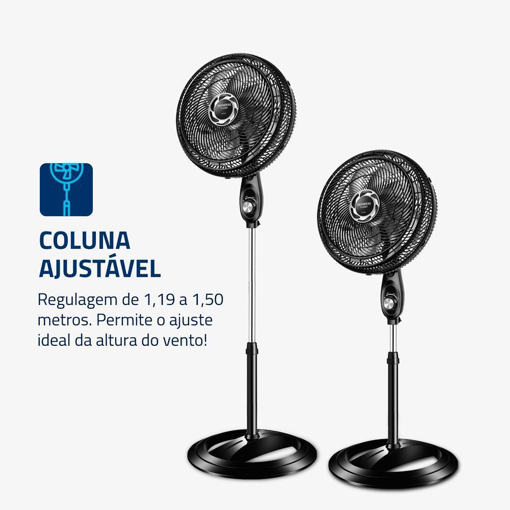 Ventilador De Coluna 40cm Turbo Mondial Preto/prata 140W Nvt-40c-8p-b
