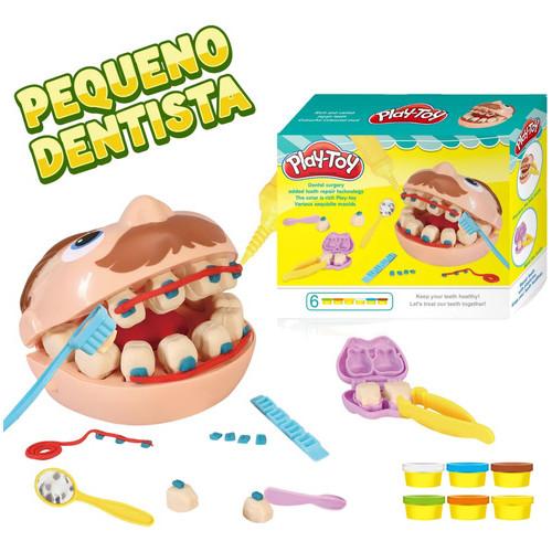 Kit Massinha Modelar Brinquedo Brincando Dentista Completo Colorido