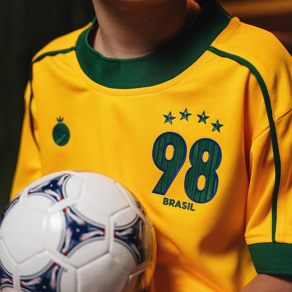 Camisa Brasil 1998 Retrô Infantil Juvenil