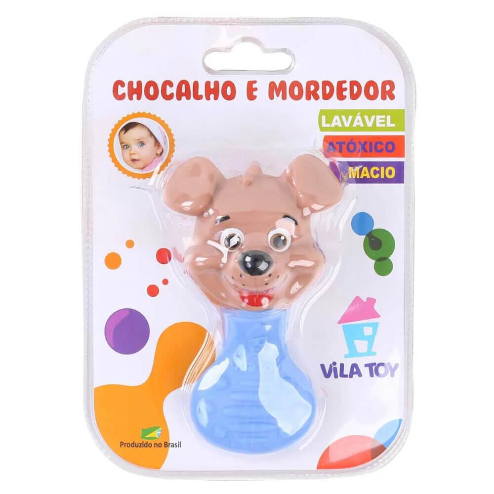 Mordedor Vila Toy Com Chocalho Cachorro Azul