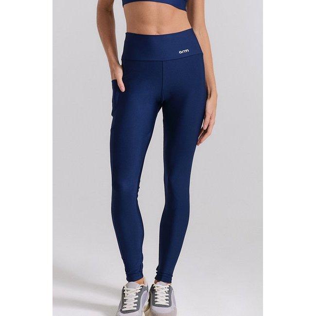 Conjunto Legging + Top Compact Com Bolso Marinho Zero Transparência Proteção Uv50+ Tecnologia Dry Modela O Corpo