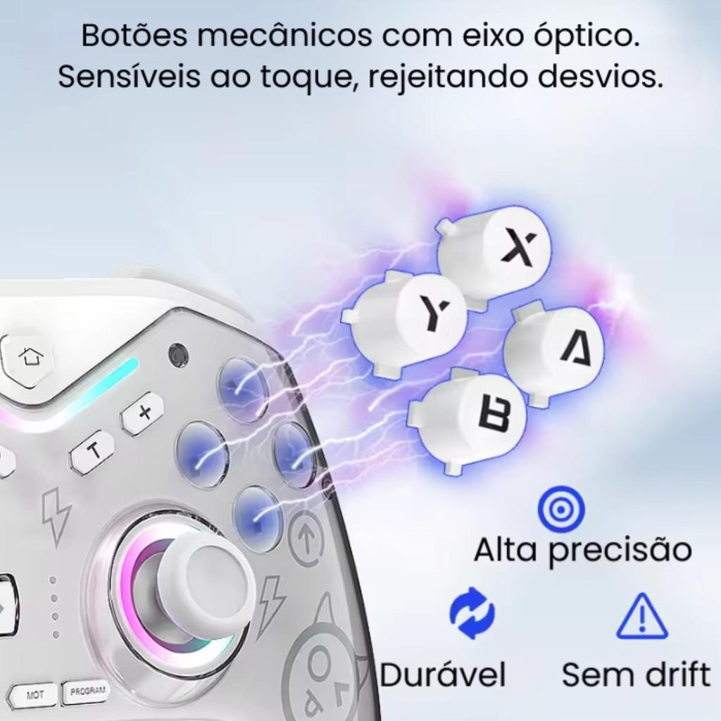 Controle Gamepad Sem Fio RGB Para Pc Ios Android Com Vibração E Sensor De Giro Kp-gm044
