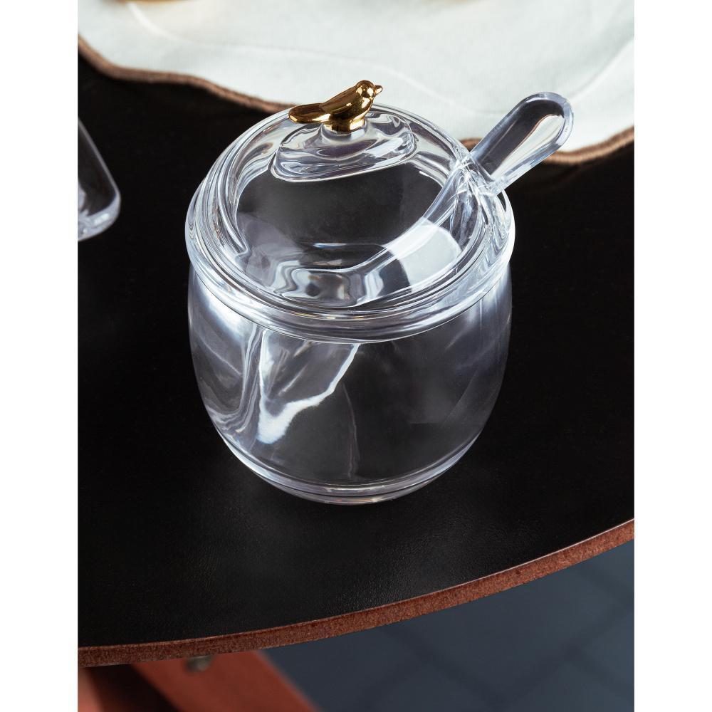 Açucareiro Wolff Golden Bird De Cristal Com Colher 150ml