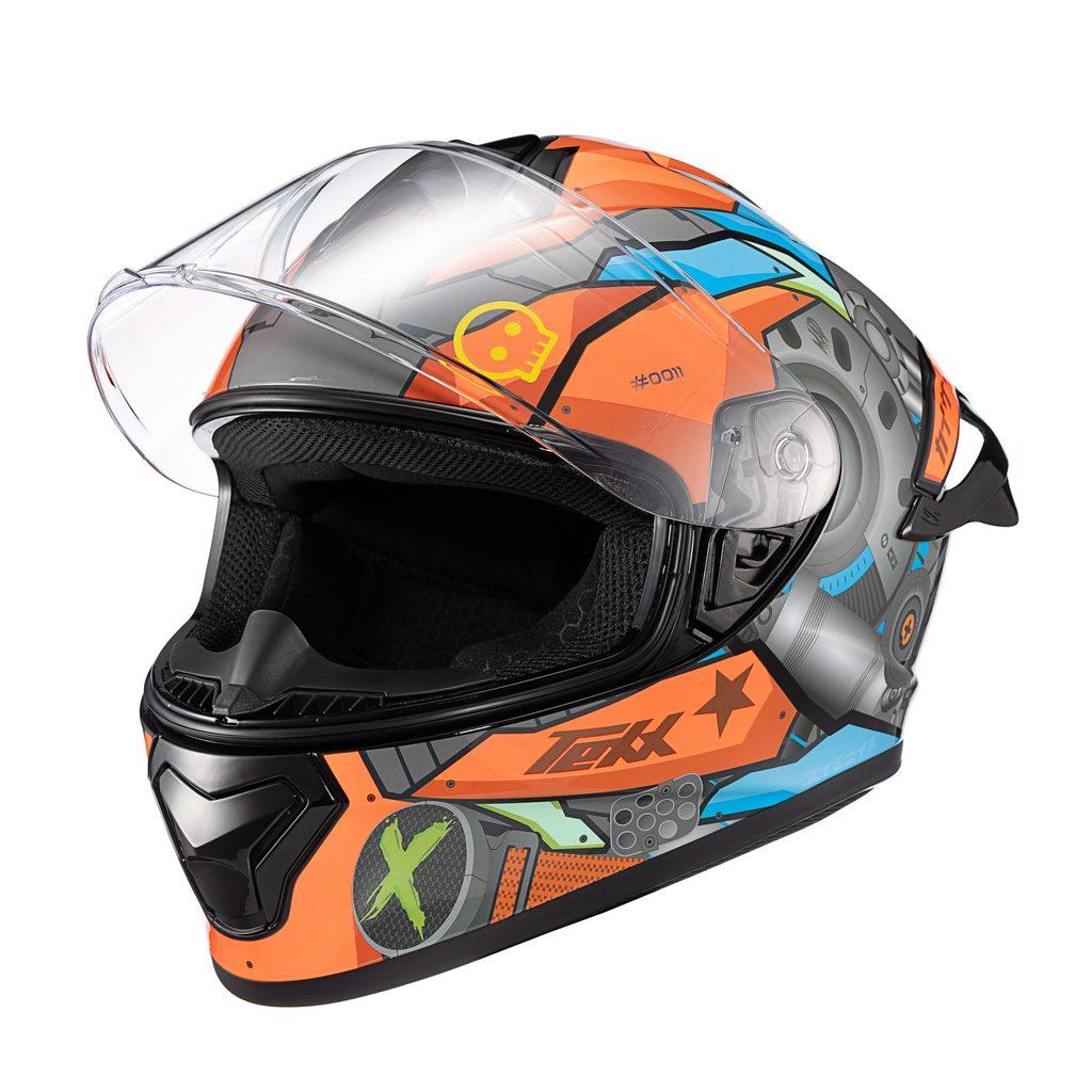 Capacete Texx Fechado Spihe Gear Verm Azul Lançamento