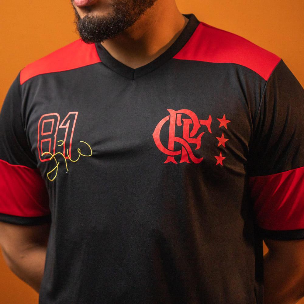 Camiseta Flamengo Zico 10 Preto/vermelho