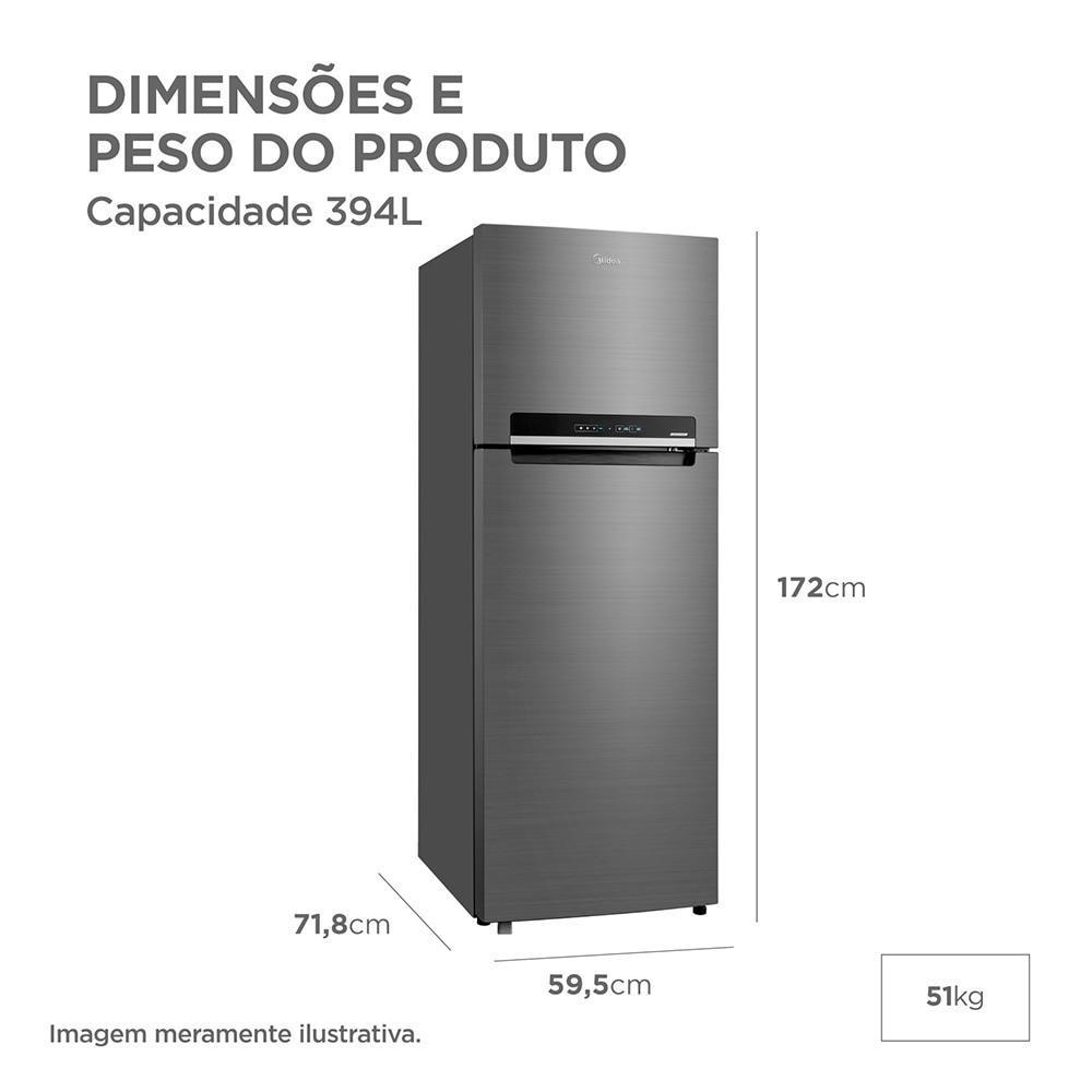 Geladeira Midea 2 Portas 394 Litros Mdrt533evd462 Inox