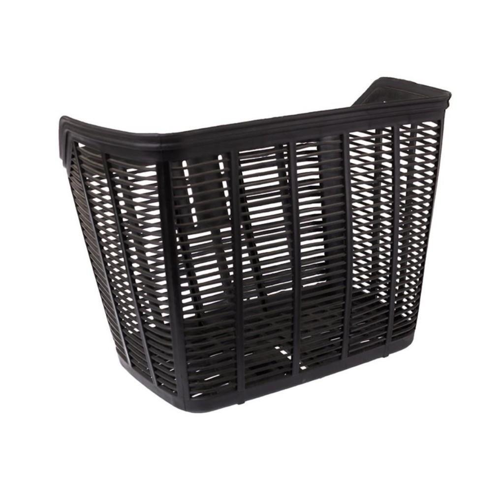 Cestão De Plástico Nylon Preta Bicicleta Aro 20 24 26 Com Haste 34x22x25cm Cestinha Grande Bike