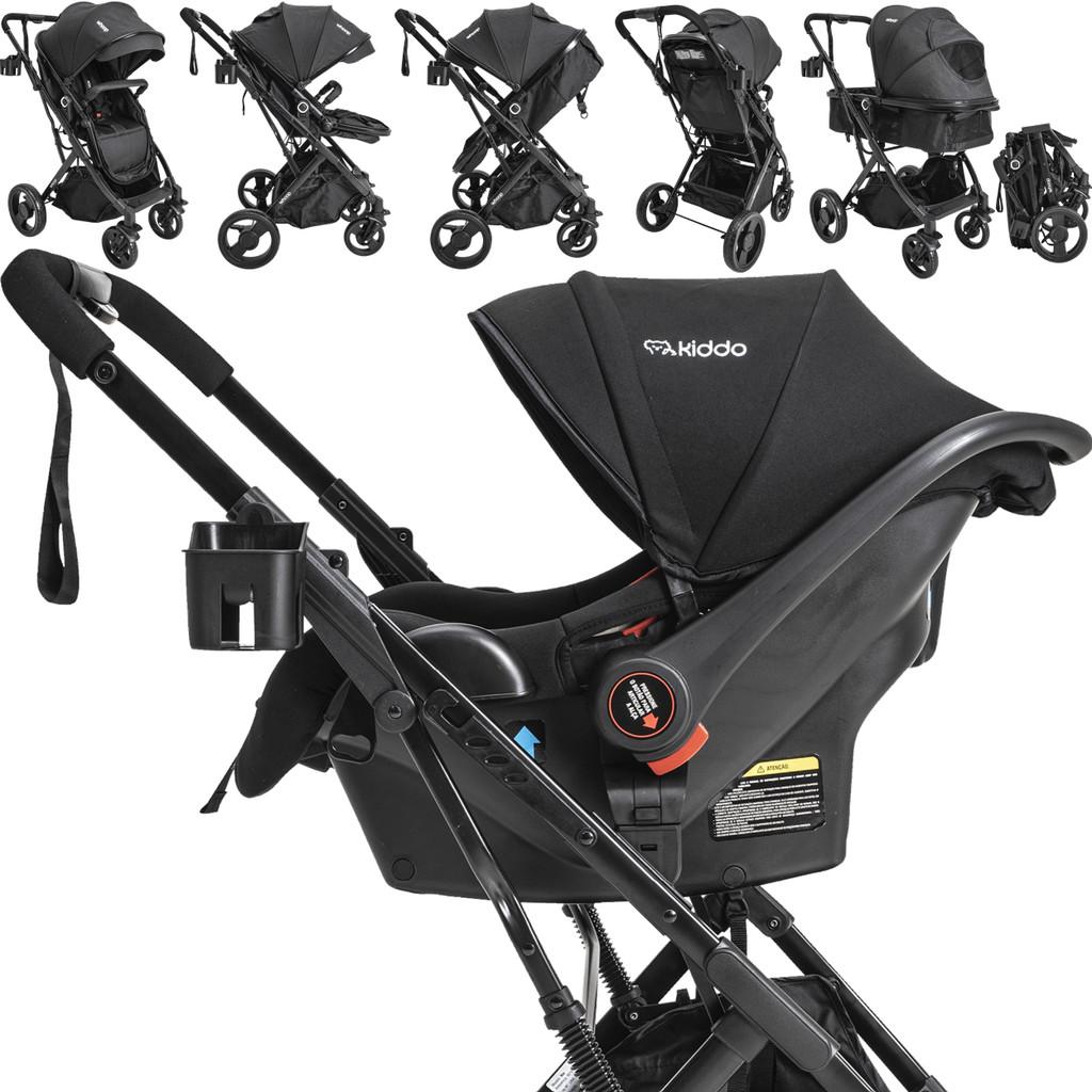 Carrinho De Bebe Kiddo Vox Ii Com Bebe Conforto Colinho Base Preto
