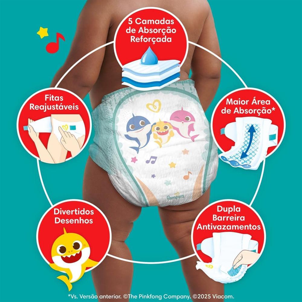 Kit 2 Fraldas Descartáveis Pampers Supersequinha Jumbo M - 180 Tiras