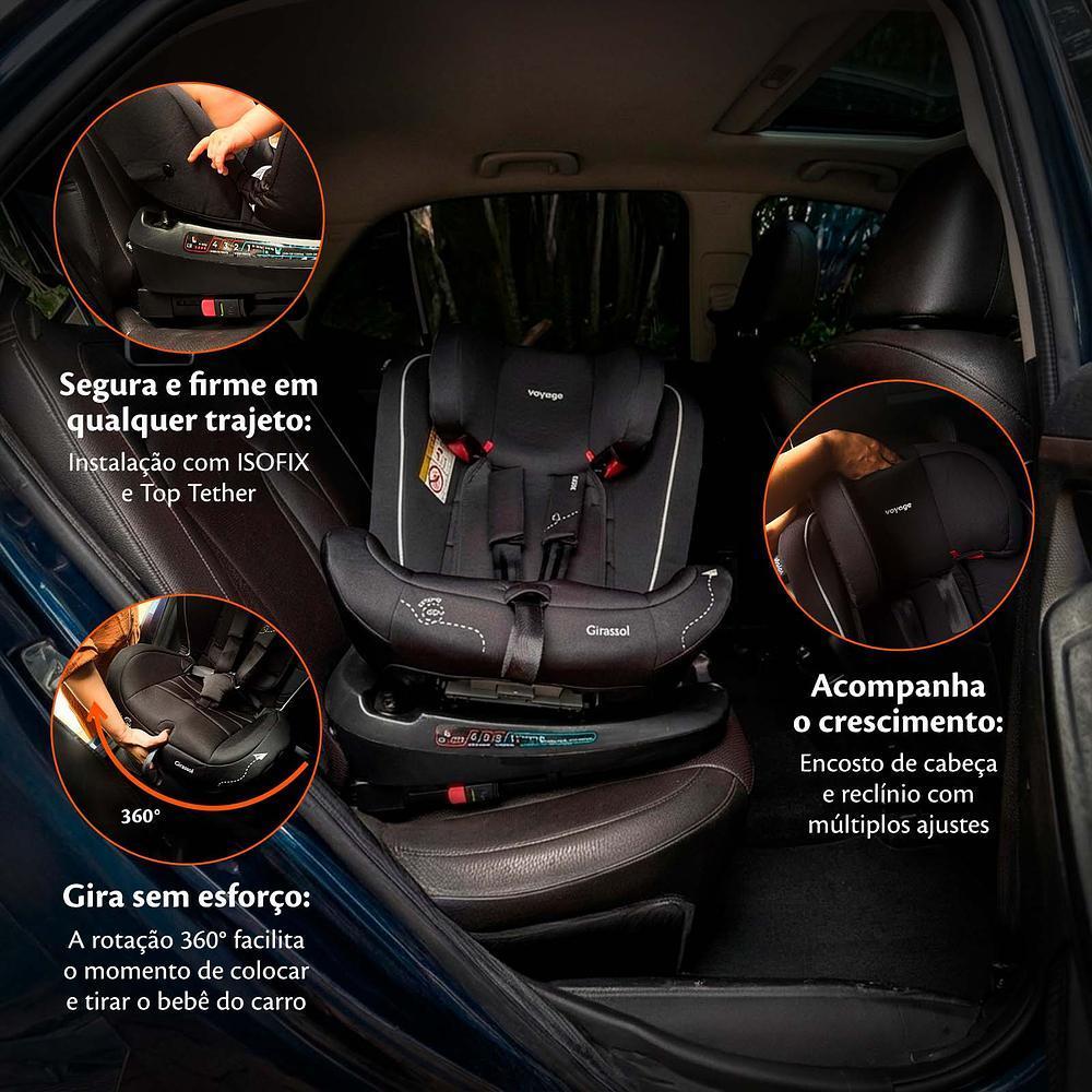 Cadeirinha Para Carro Girassol 0-36kg Isofix Cinza Voyage